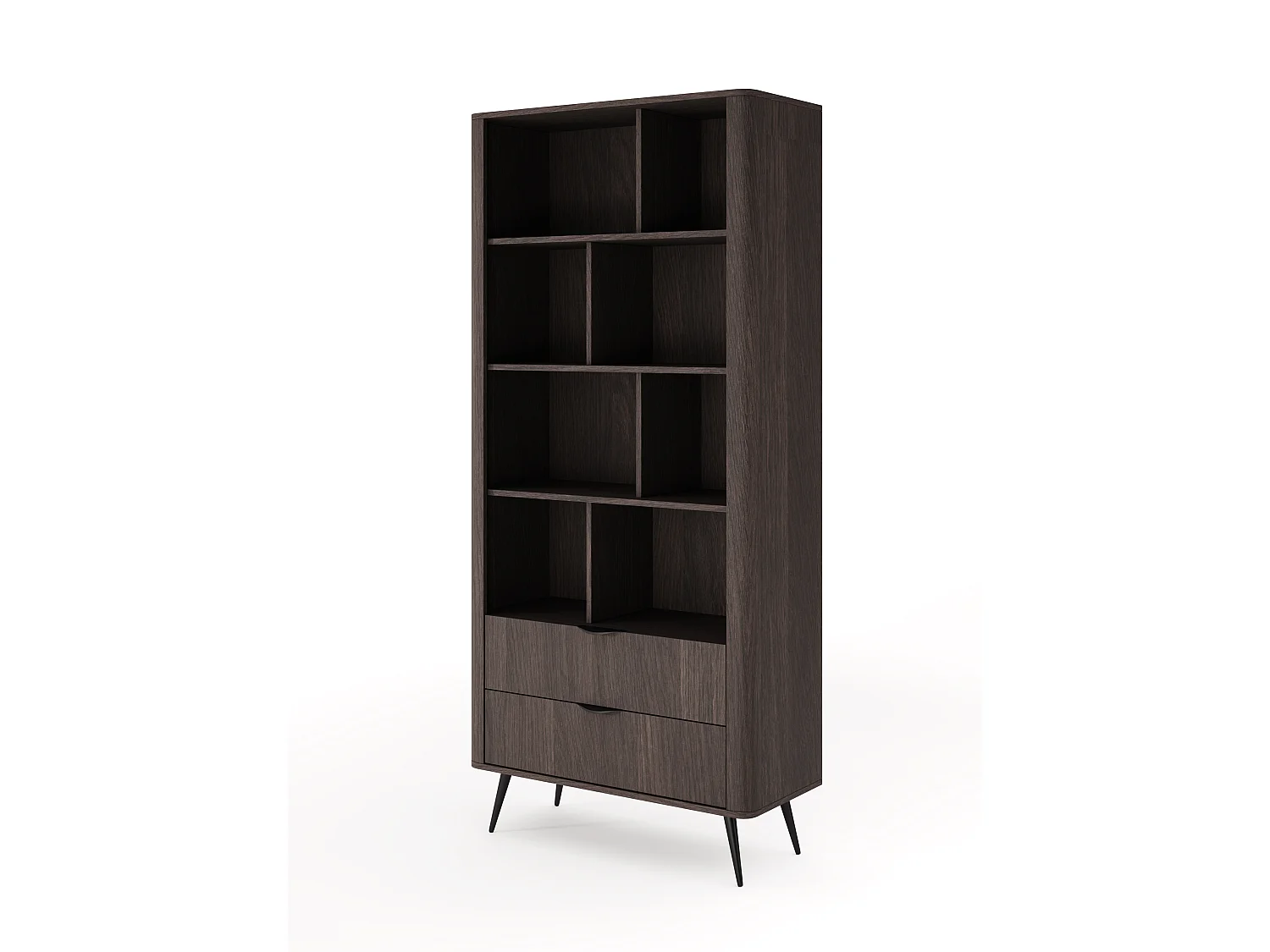 Librería, roble Dunin combinado con negro, 88,2 x 193,8 x 38 cm