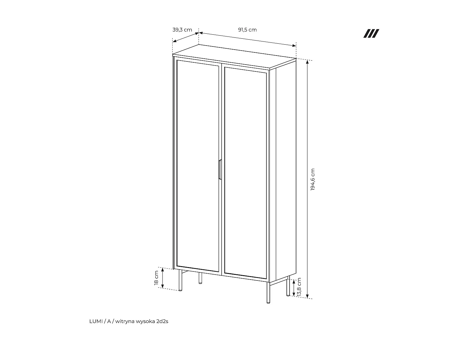 Vitrine, carvalho Dunin, 91,5 x 194,6 x 39,3 cm