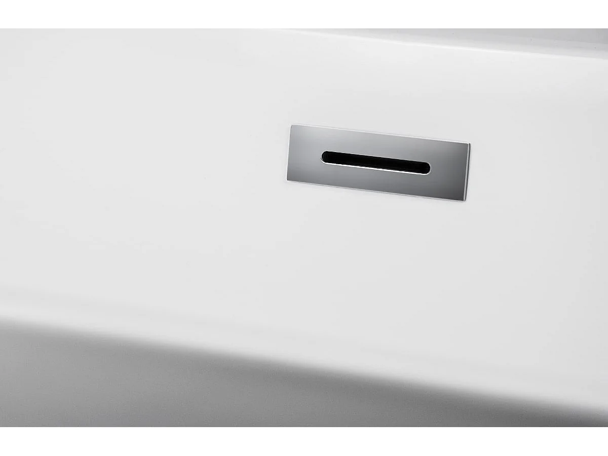 Baignoire autoportante îlot oval ASGER 170x75 acrylique blanc + Vidage à chromé