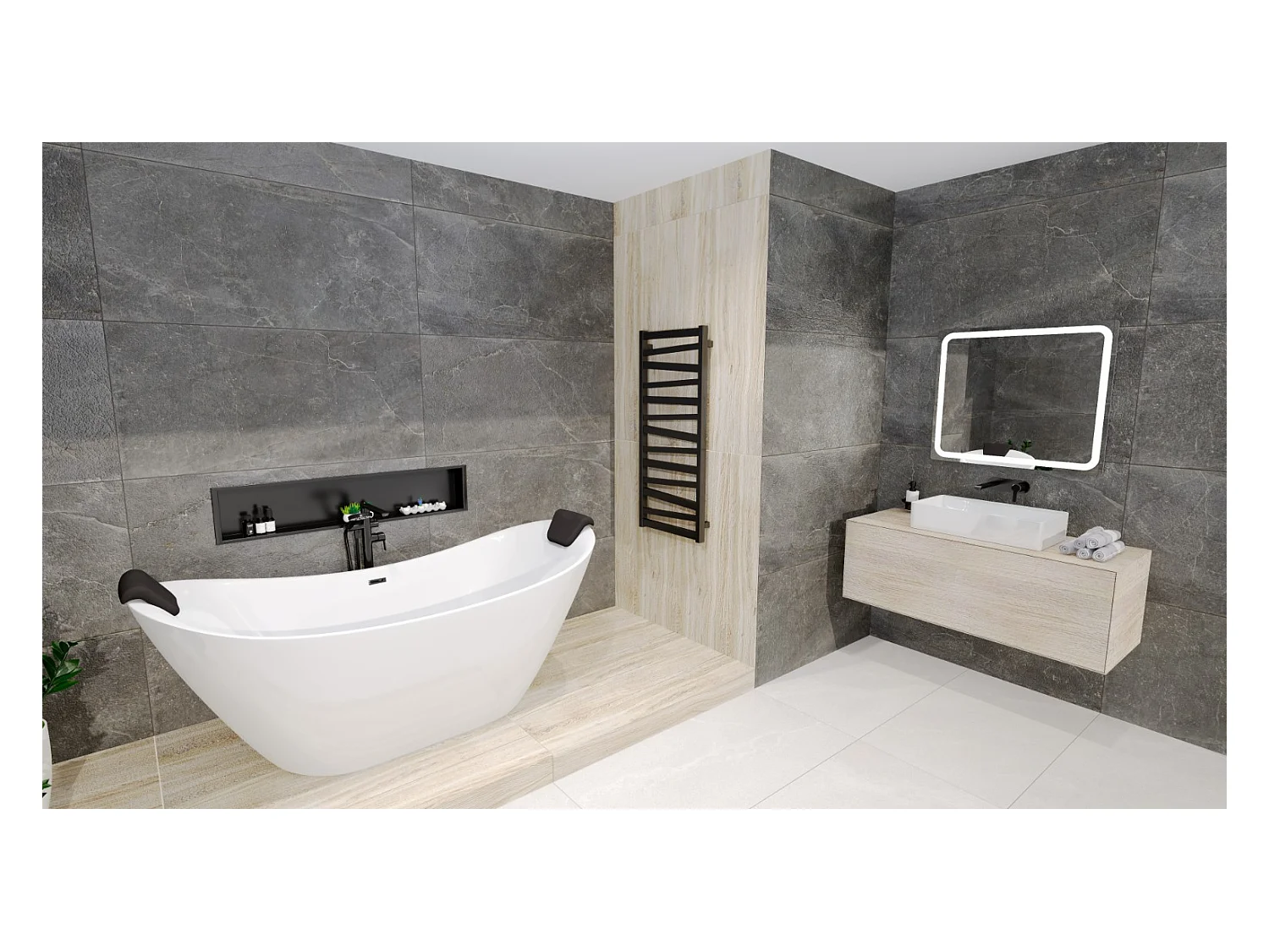 Baignoire à poser îlot IVAR 180x80 acrylique blanc + appuie-tête KODI + Vidage à chromé