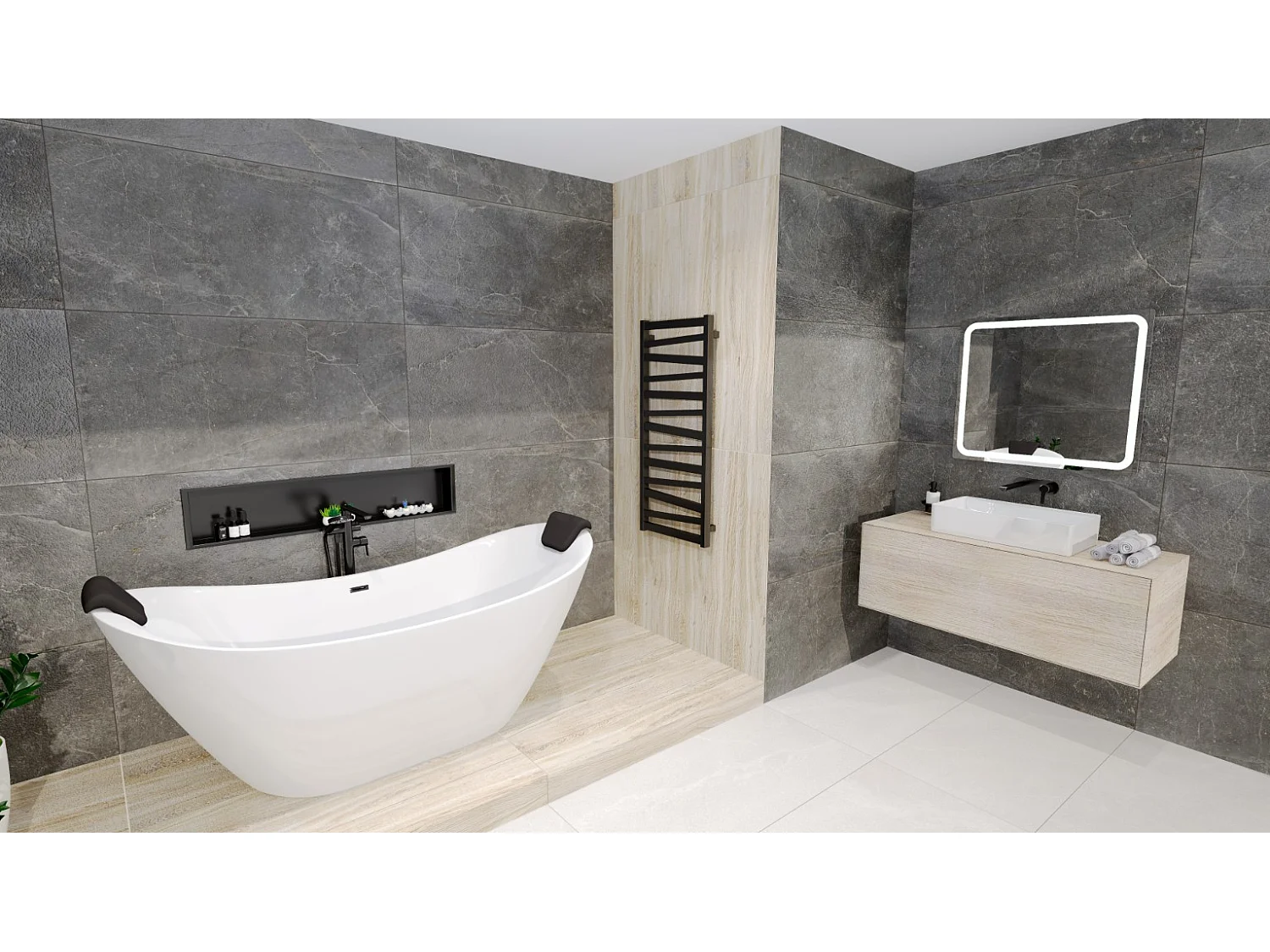 Baignoire à poser îlot IVAR 180x80 acrylique blanc + appuie-tête KODI + Vidage à chromé