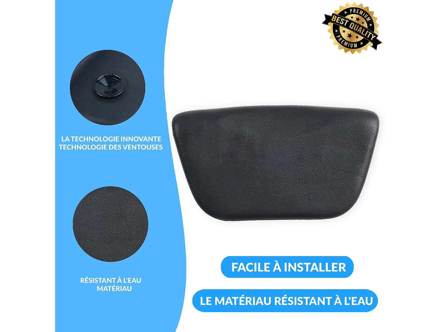 Baignoire autoportante îlot ASGER 170x75 acrylique blanc + appuie-tête KODI + Vidage à chromé