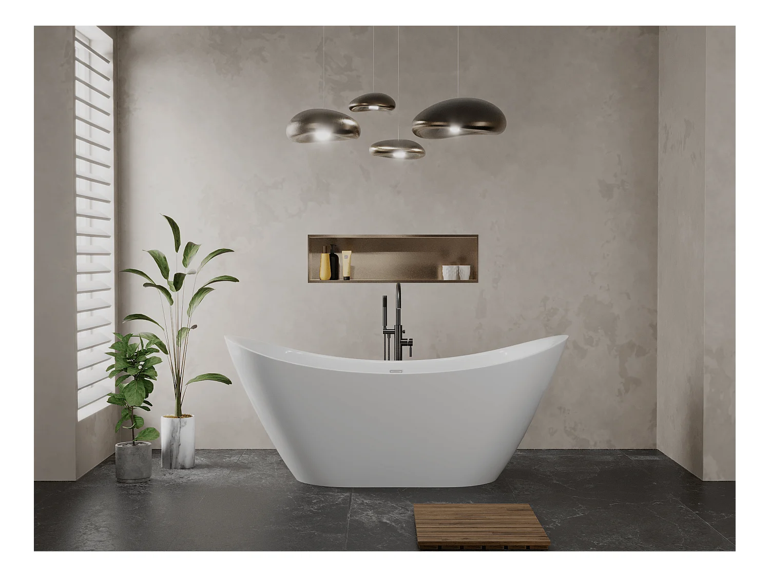 Baignoire à poser îlot oval IVAR 180x80 acrylique blanc + Vidage à chromé