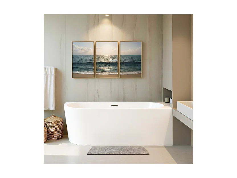 Baignoire îlot ALVA Droits 170x80 acrylique blanc + Vidage à chromé