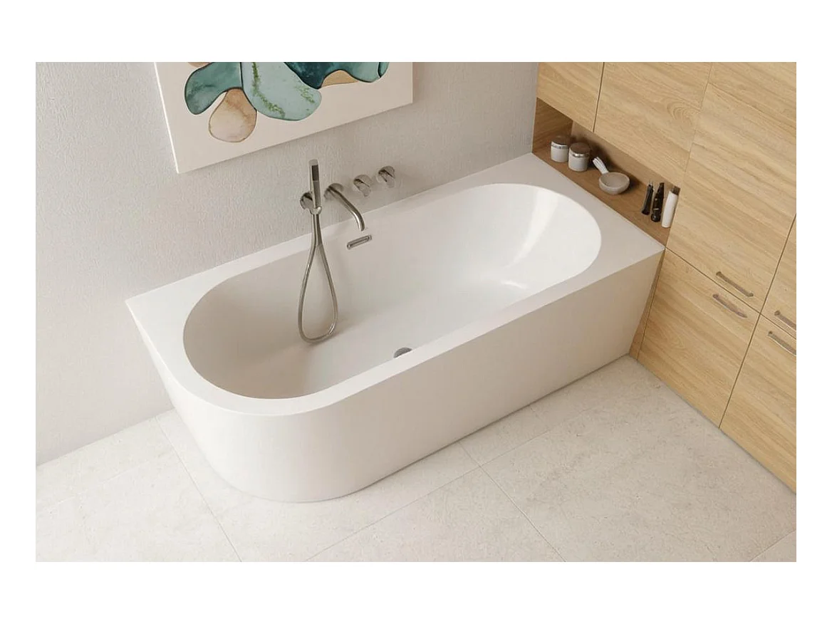 Baignoire îlot ALVA Droits 170x80 acrylique blanc + Vidage à chromé