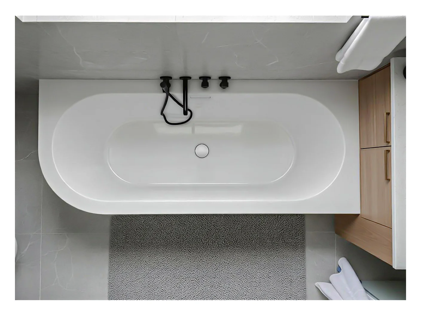 Baignoire îlot ALVA Droits 170x80 acrylique blanc + Vidage à chromé