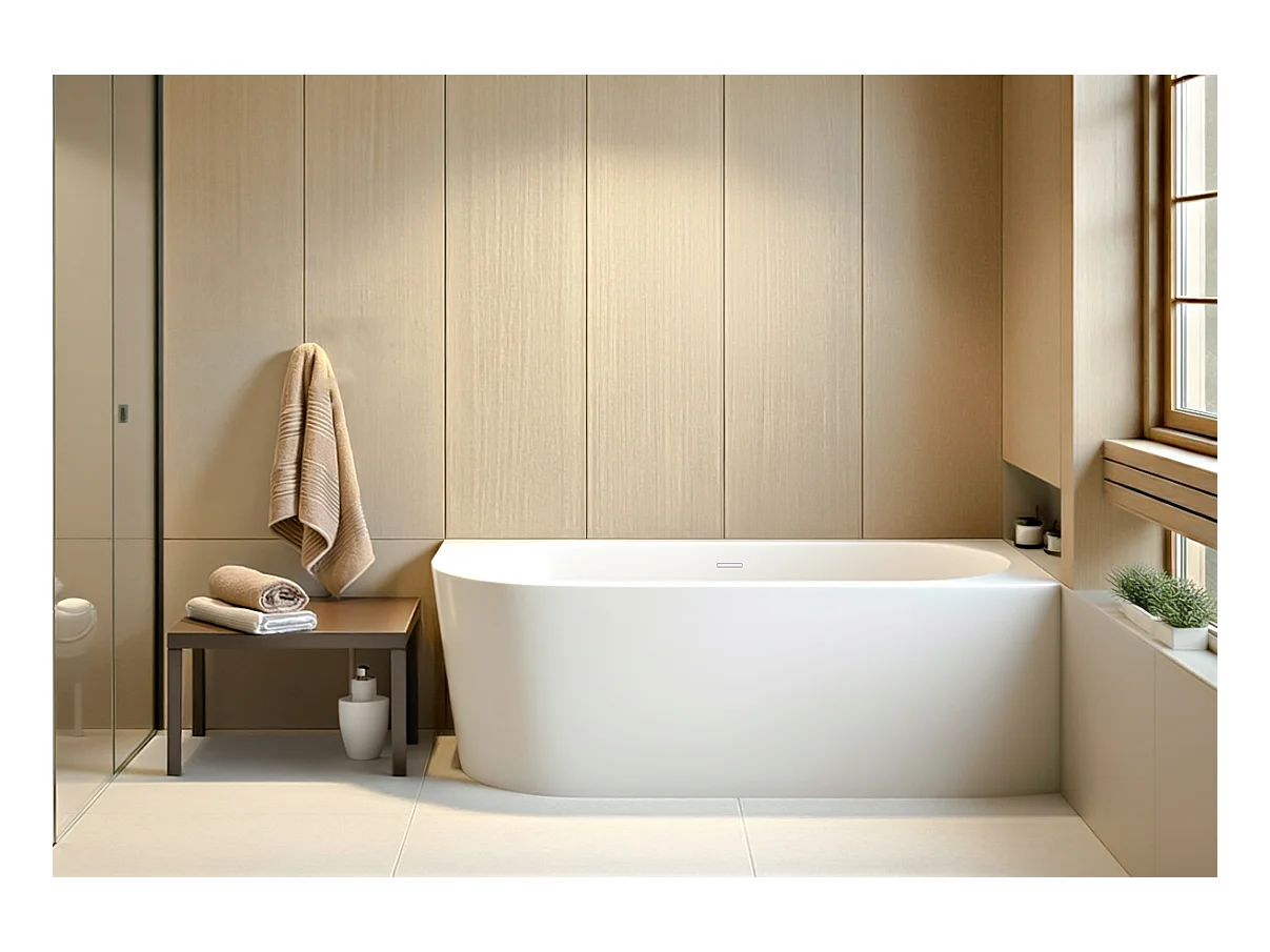 Baignoire îlot ALVA Droits 170x80 acrylique blanc + Vidage à chromé