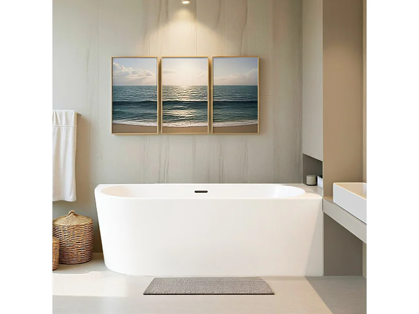 Baignoire îlot ALVA Droits 170x80 acrylique blanc + Vidage à chromé