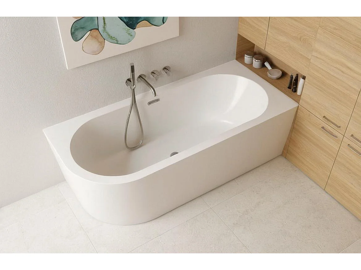 Baignoire îlot ALVA Droits 170x80 acrylique blanc + Vidage à chromé