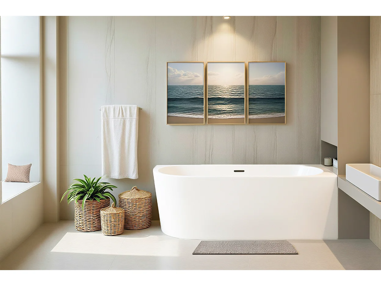 Baignoire îlot ALVA Droits 170x80 acrylique blanc + Vidage à chromé