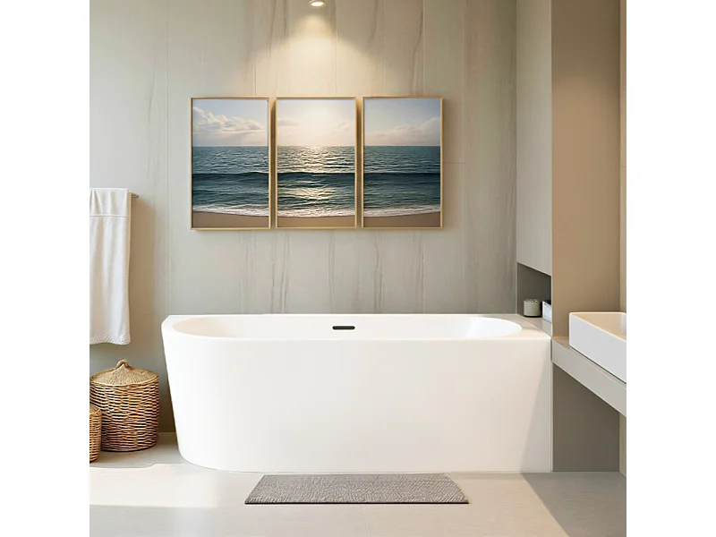 Baignoire îlot ALVA Droits 170x80 acrylique blanc + Vidage à chromé