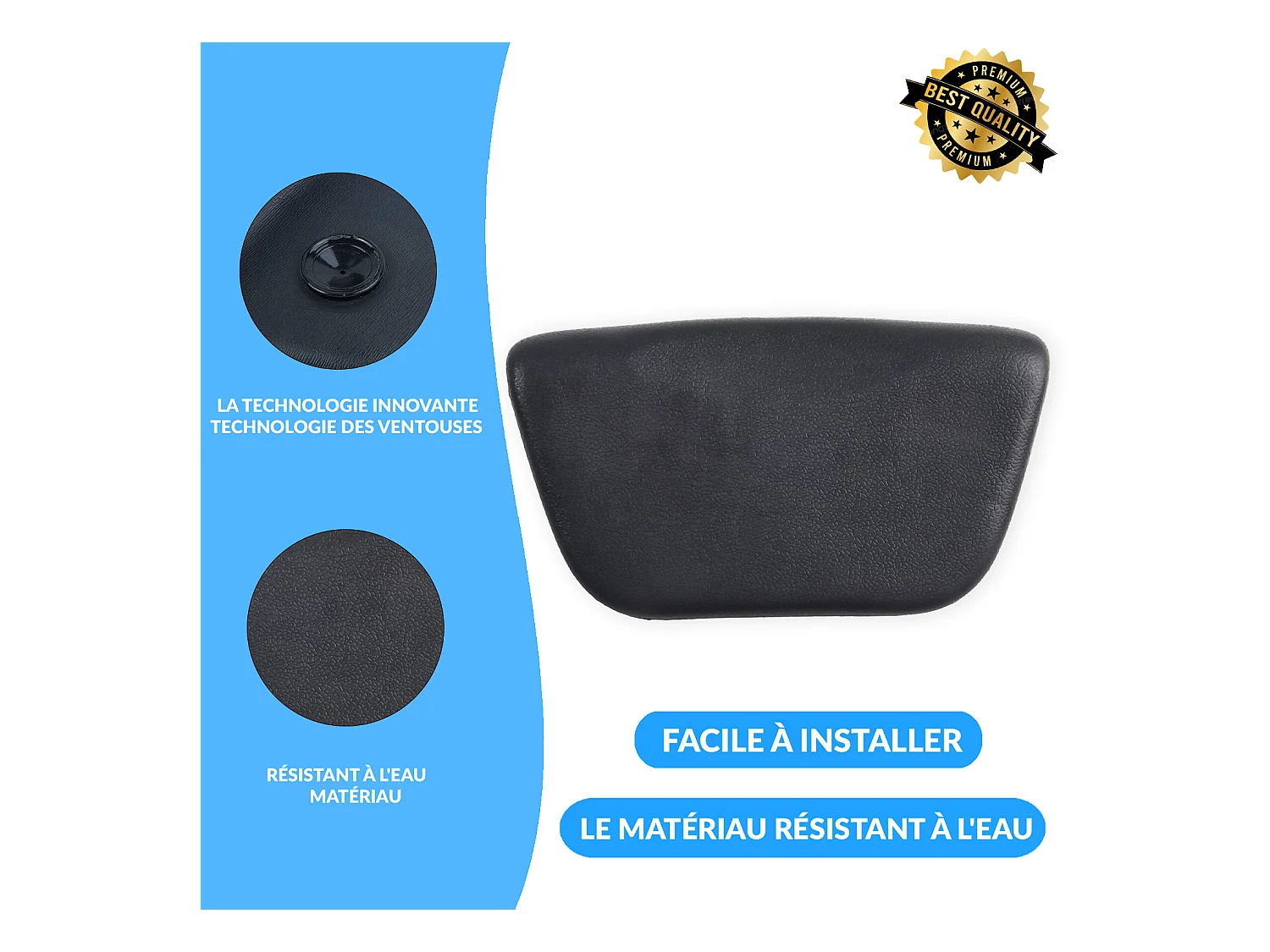 Baignoire à poser îlot ROSSA 170x80 + tablette de bain en bambou + appuie-tête KODI + Vidage à chromé