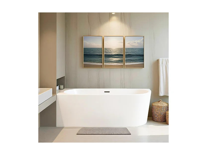 Baignoire îlot ALVA Gauche 170x80 acrylique blanc + Vidage à chromé