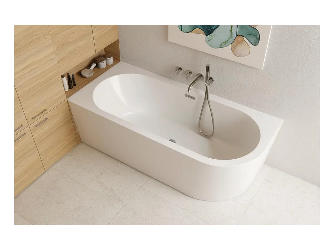 Baignoire îlot ALVA Gauche 170x80 acrylique blanc + Vidage à chromé