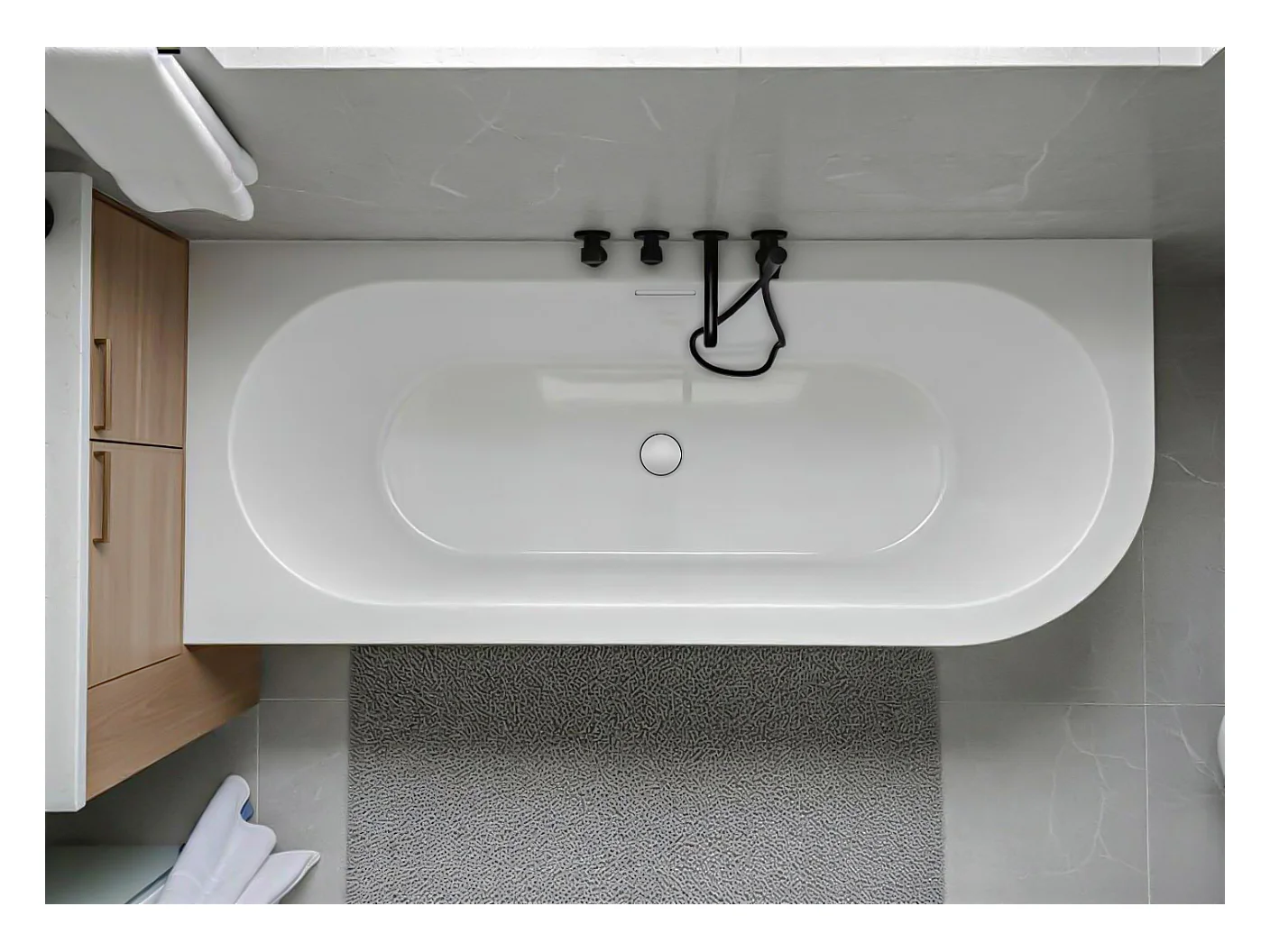 Baignoire îlot ALVA Gauche 170x80 acrylique blanc + Vidage à chromé