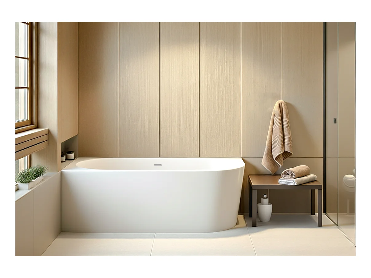 Baignoire îlot ALVA Gauche 170x80 acrylique blanc + Vidage à chromé