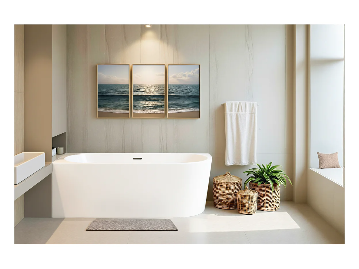 Baignoire îlot ALVA Gauche 170x80 acrylique blanc + Vidage à chromé