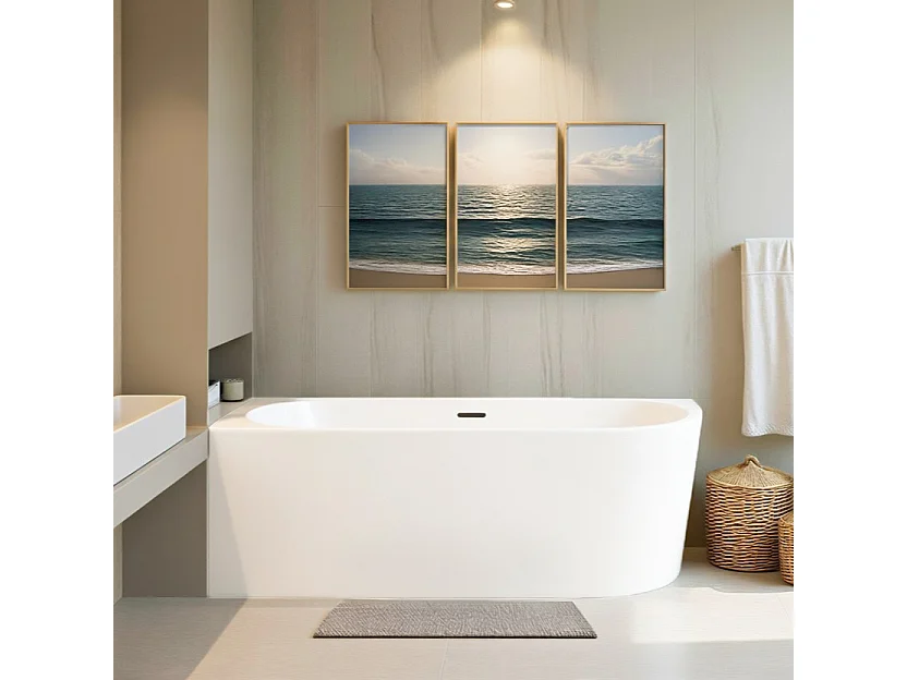 Baignoire îlot ALVA Gauche 170x80 acrylique blanc + Vidage à chromé