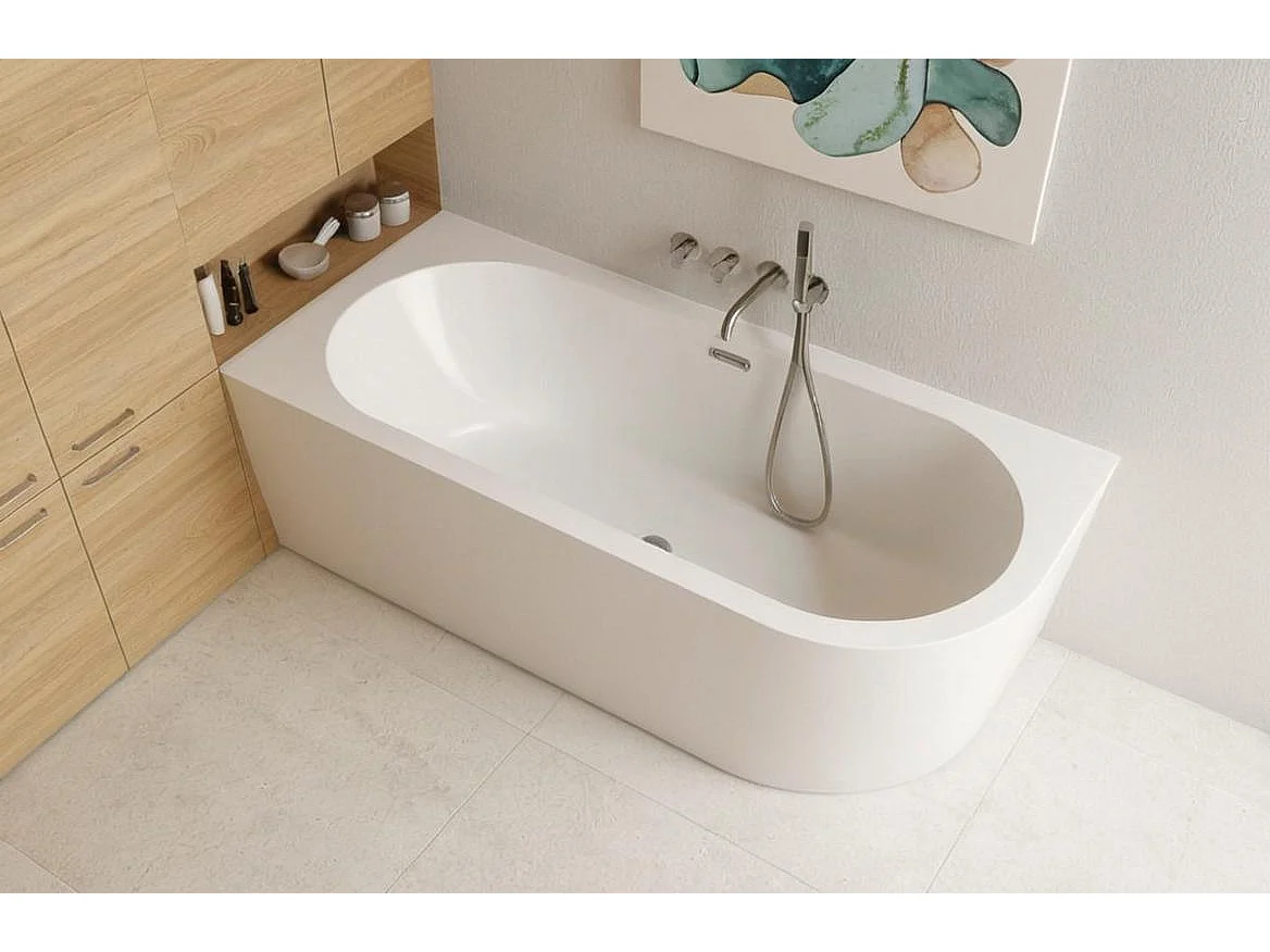 Baignoire îlot ALVA Gauche 170x80 acrylique blanc + Vidage à chromé