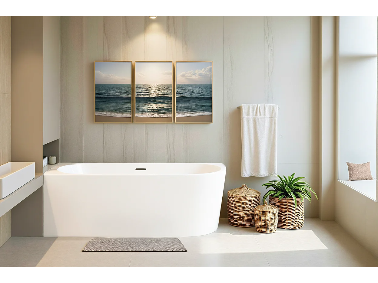 Baignoire îlot ALVA Gauche 170x80 acrylique blanc + Vidage à chromé