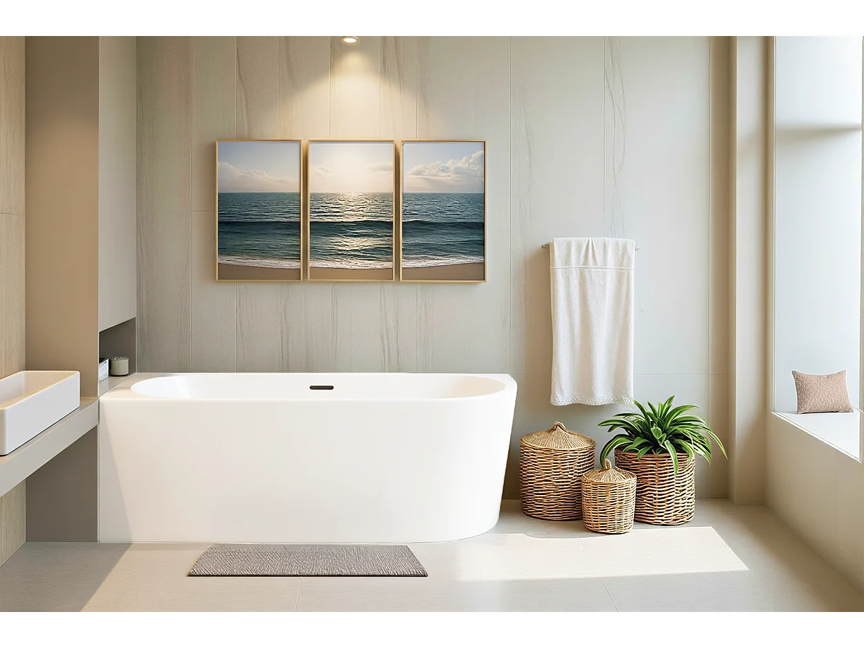Baignoire îlot ALVA Gauche 170x80 acrylique blanc + Vidage à chromé