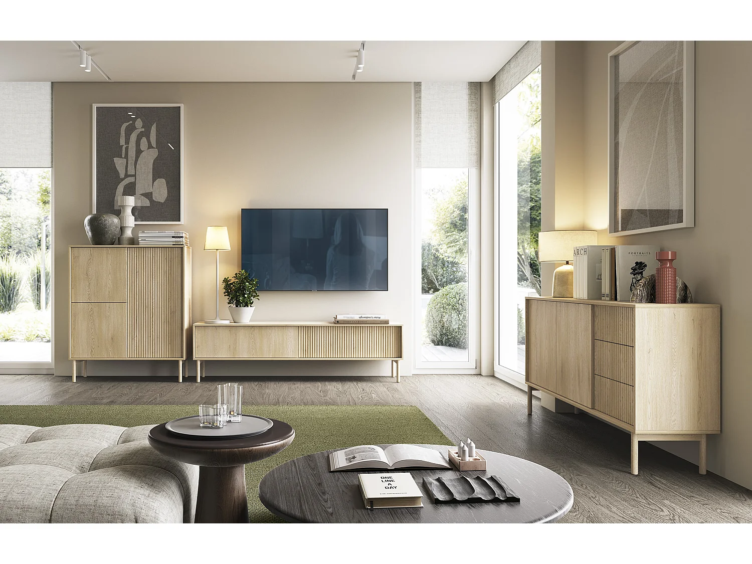 Mueble TV, roble Cremona, 153,5 x 51,8 x 39,5 cm
