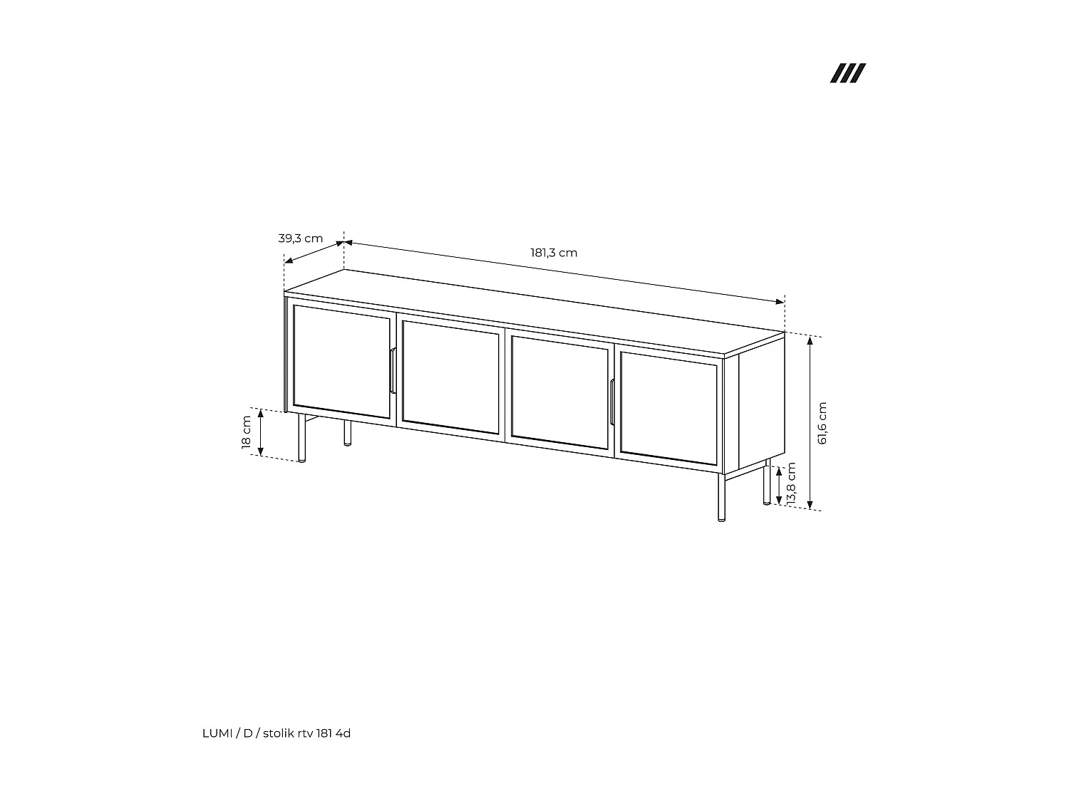 Mueble TV, cachemir, 181,3 x 61,6 x 39,3 cm