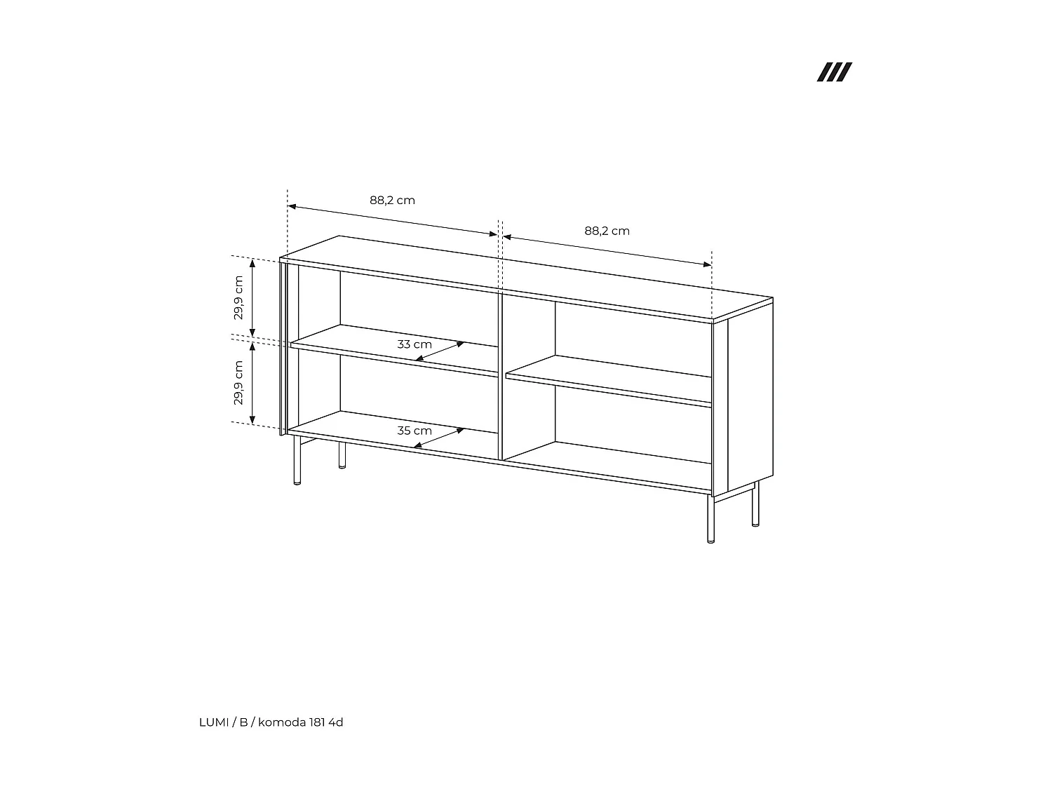 SZAFKA RTV, Kaszmir, 181,3 x 61,6 x 39,3 cm