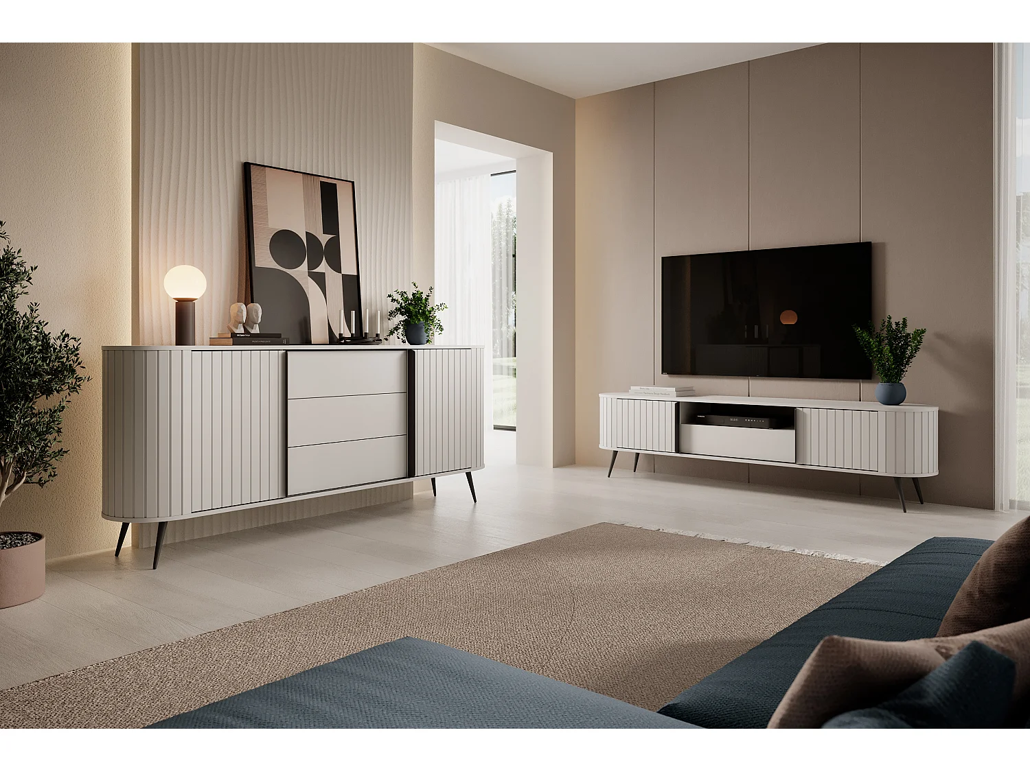 TV-skab, lysegråt, 196 x 51,2 x 40,2 cm