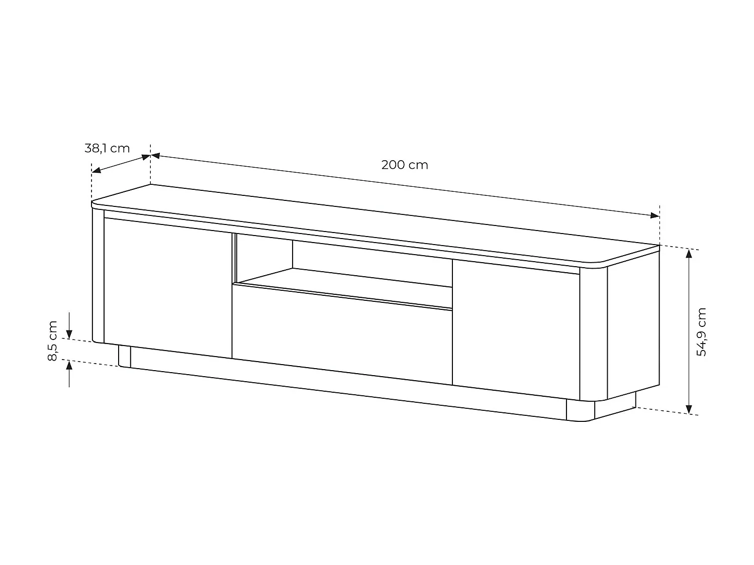 Mobile TV, rovere cremonese, 200 x 54,9 x 38,1 cm