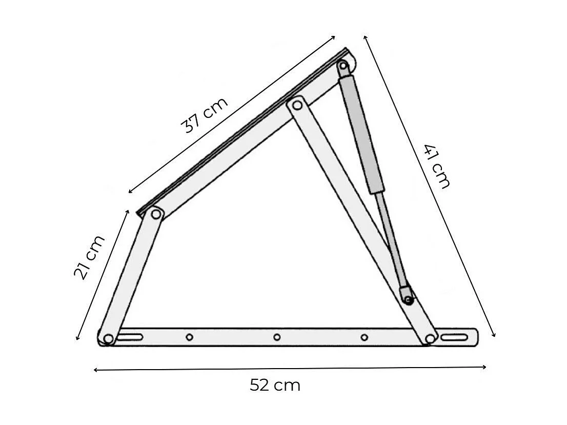 Set de 2 bisagras de 41x3x52 cm para canapé abatible con 1100N de fuerza de metal en negro