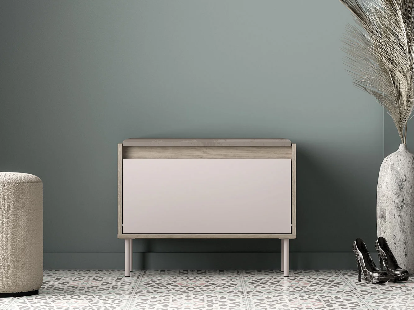 SITZBANK Voco Cashmere / Eiche Cremona Terrakotta 69 / 34 / 55cm