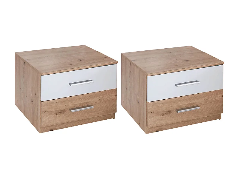 NACHTKONSOLE 2ER SET Katrin Plankeneiche / weiß 52 / 38 / 42cm