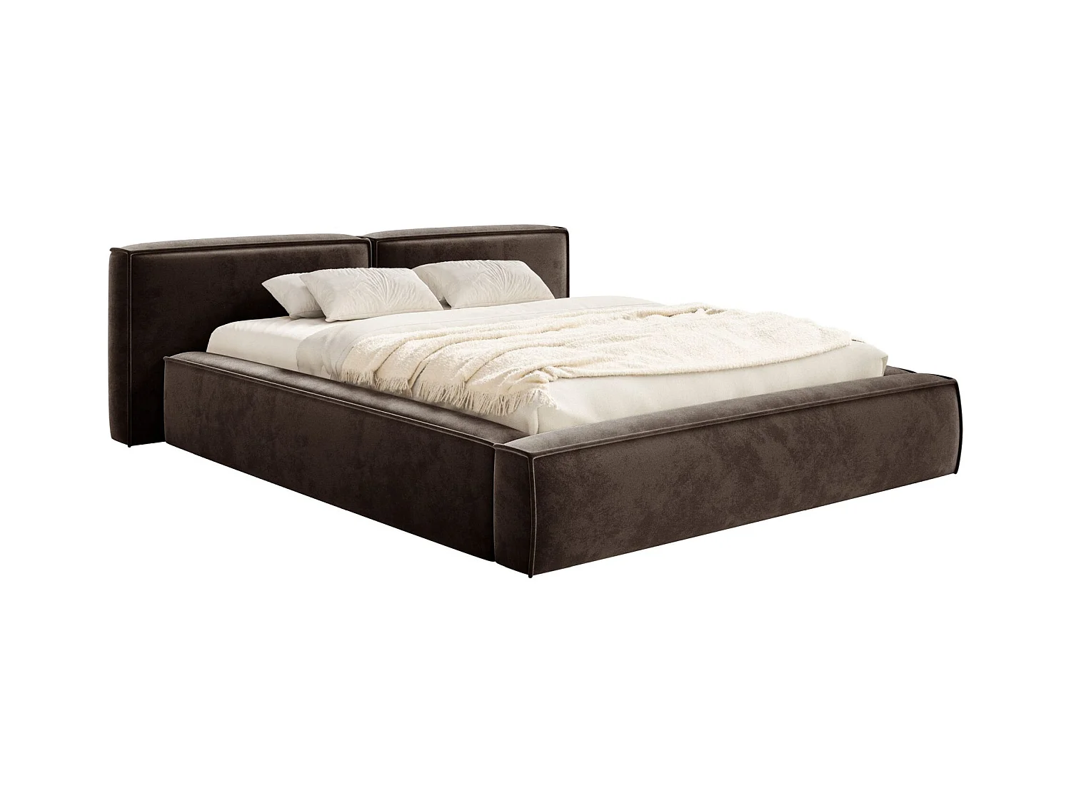 Opbergbed 200x200 cm – met lattenbodem – velours – bruin – TILVES LOW