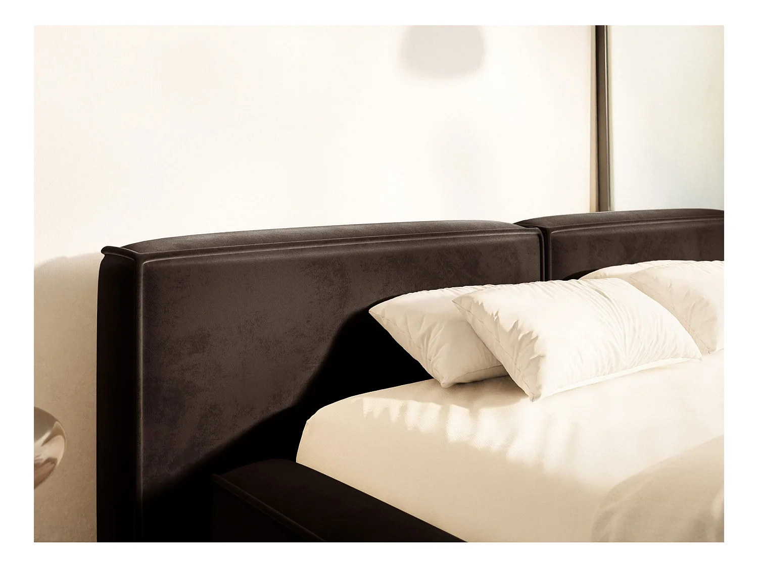 Opbergbed 200x200 cm – met lattenbodem – velours – bruin – TILVES LOW