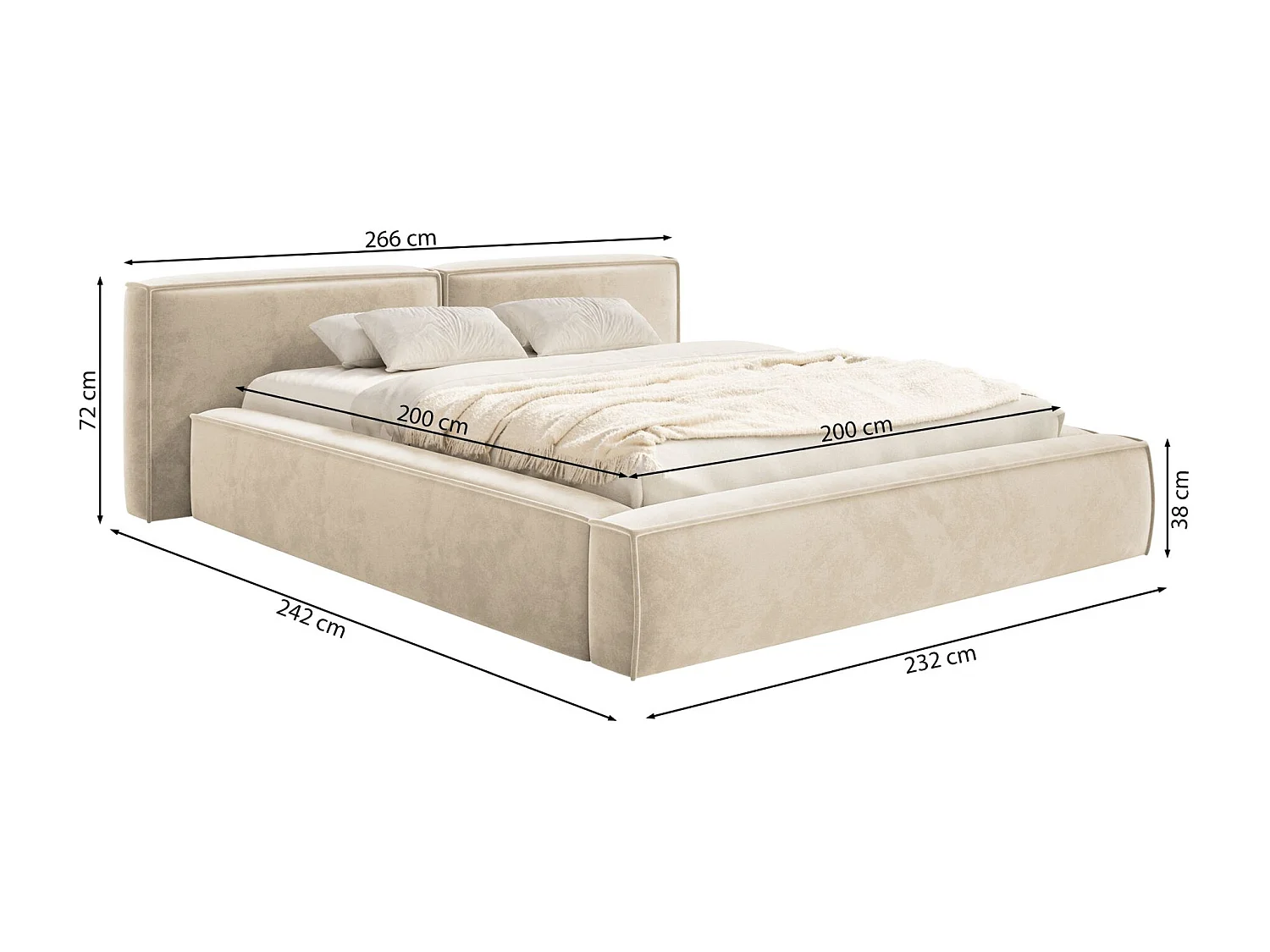 Opbergbed 200x200 cm – met lattenbodem – velours – bruin – TILVES LOW