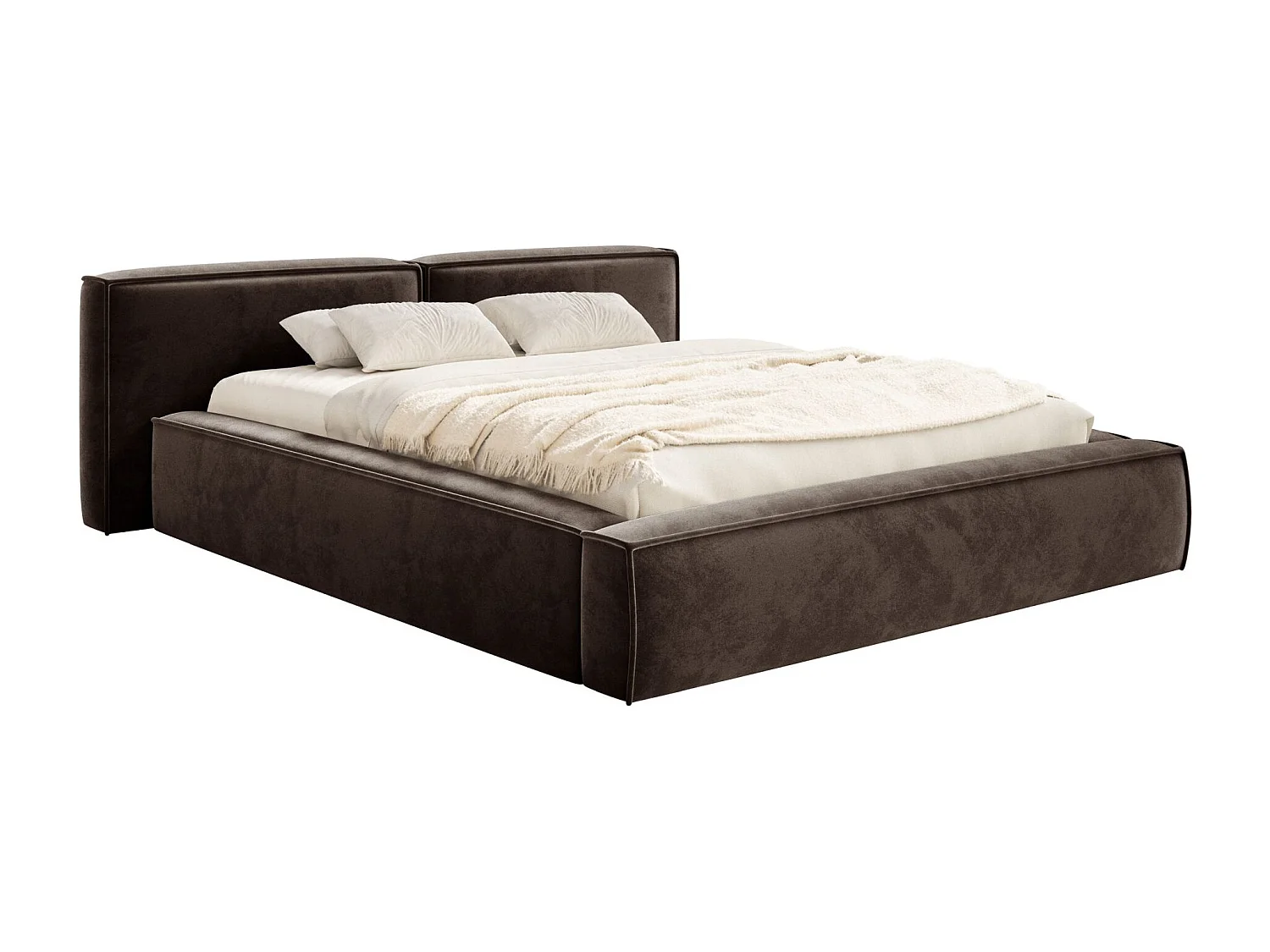Opbergbed 200x200 cm – met lattenbodem – velours – bruin – TILVES LOW