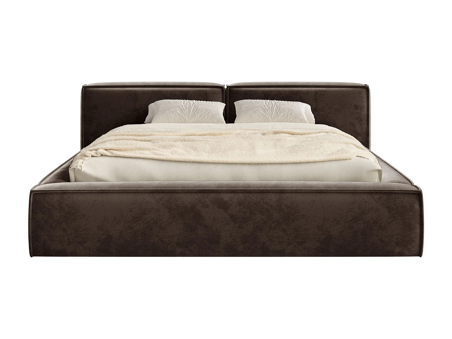 Opbergbed 200x200 cm – met lattenbodem – velours – bruin – TILVES LOW