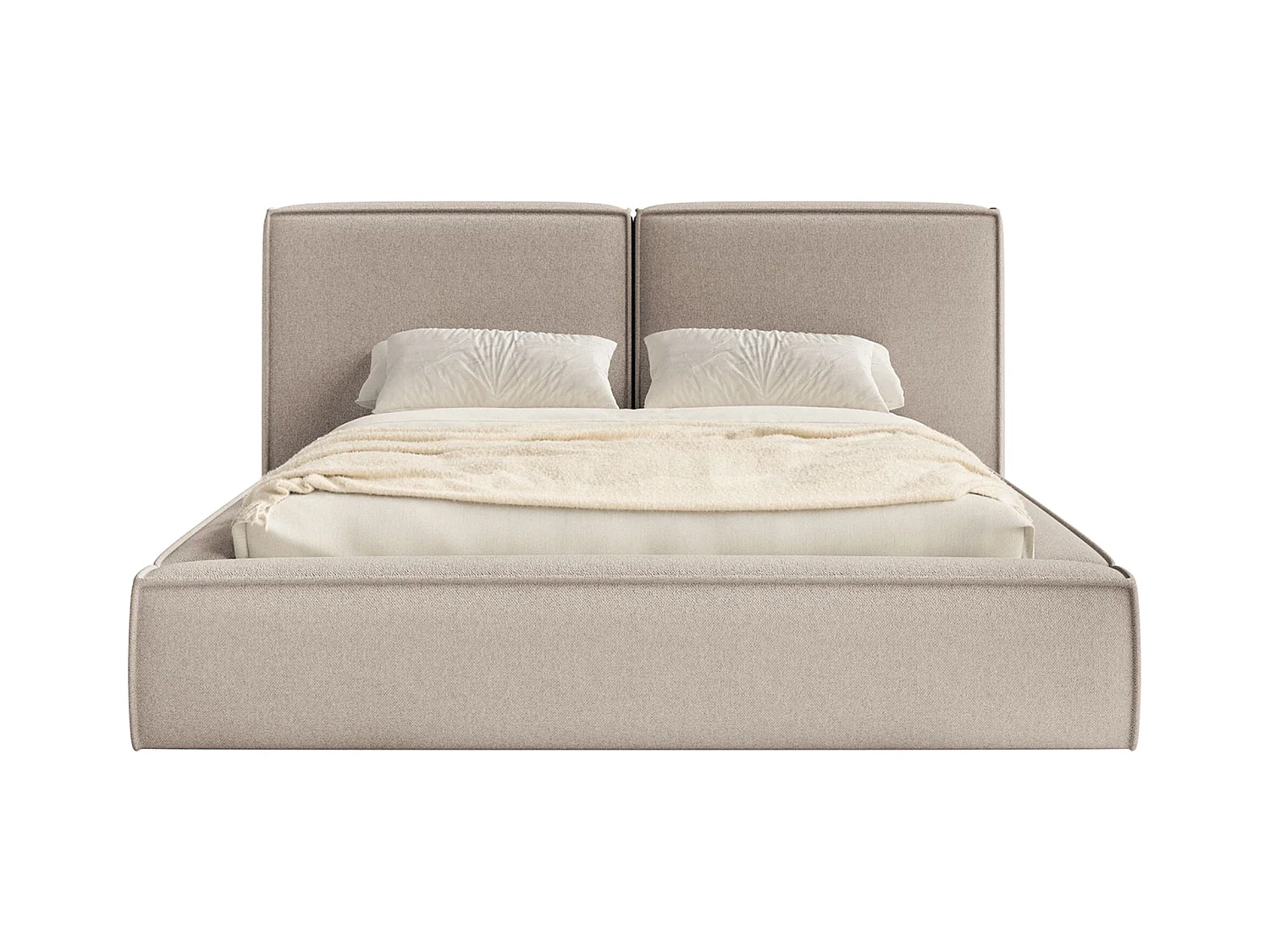 Polsterbett 200x200 mit Bettkasten – Lattenrost – Chenille – beige – TILVES