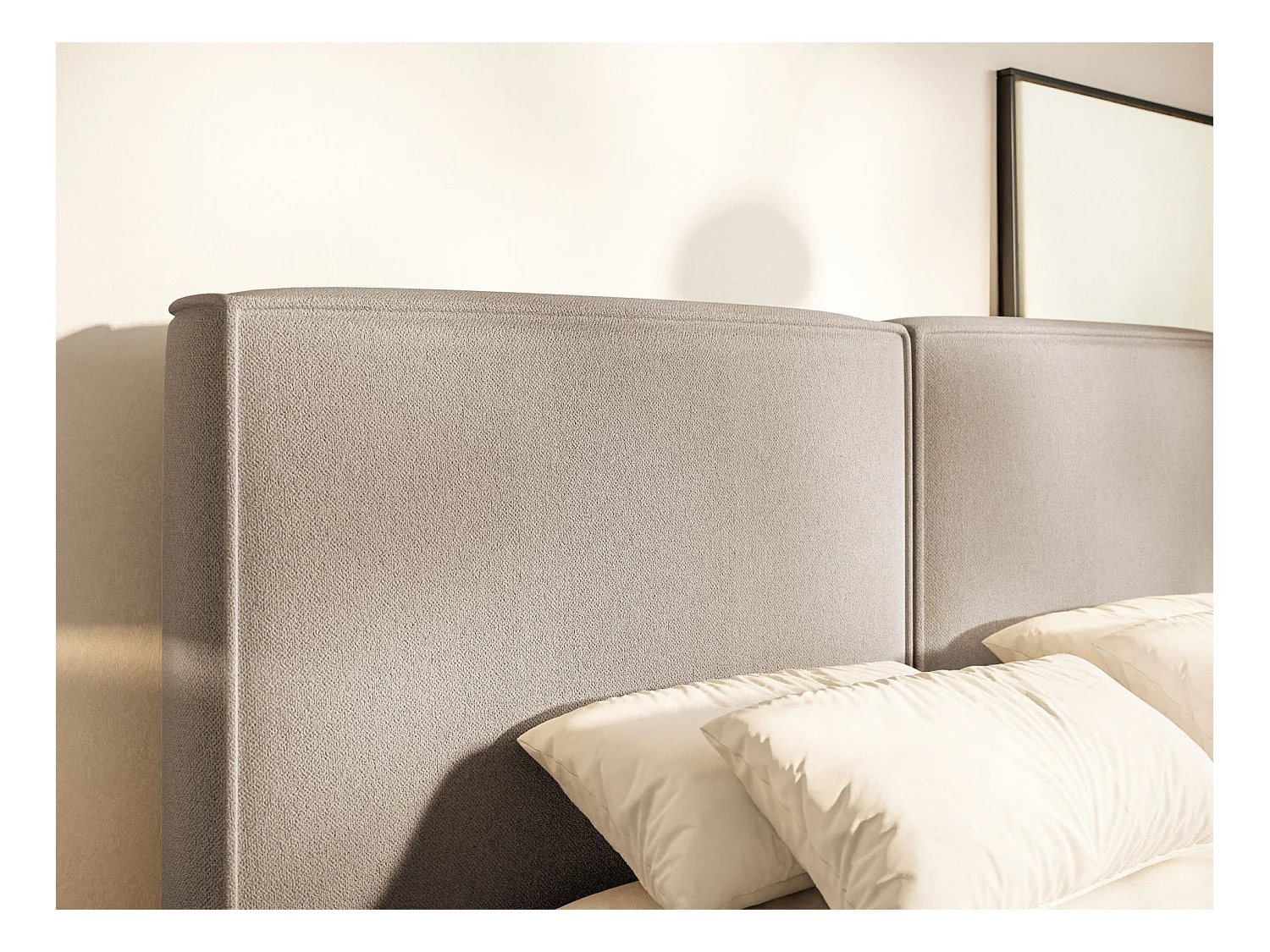 Polsterbett 200x200 mit Bettkasten – Lattenrost – Chenille – beige – TILVES