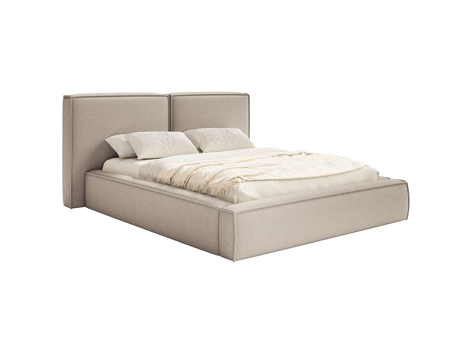 Polsterbett 200x200 mit Bettkasten – Lattenrost – Chenille – beige – TILVES