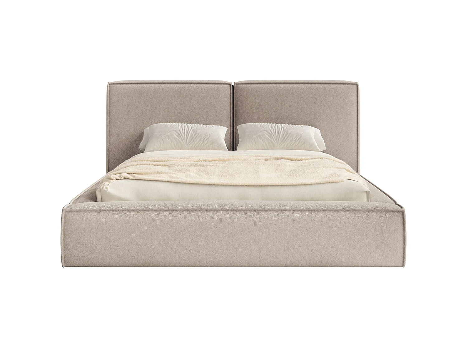 Polsterbett 200x200 mit Bettkasten – Lattenrost – Chenille – beige – TILVES