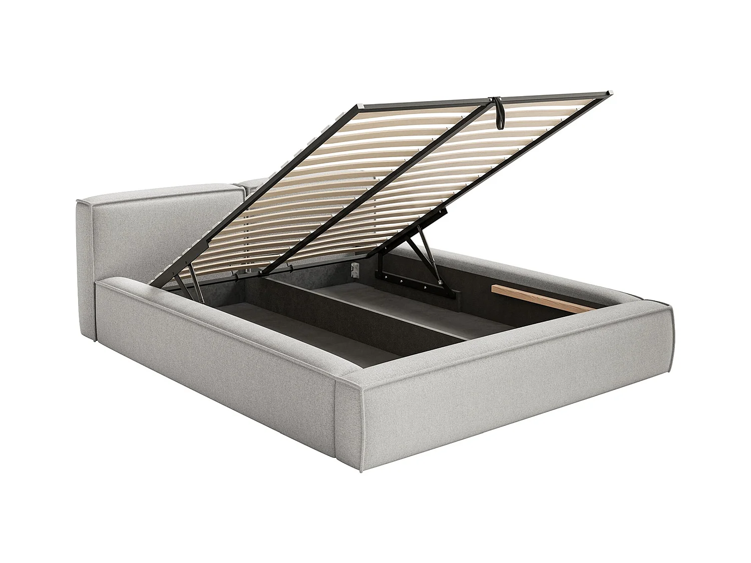 Polsterbett 160x200 mit Bettkasten – Lattenrost – Chenille – hellgrau – TILVES SLIM