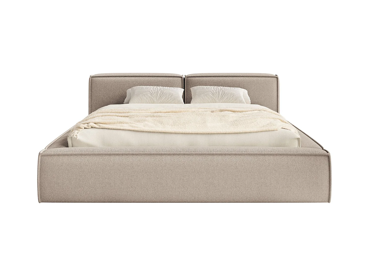 Polsterbett 140x200 mit Bettkasten – Lattenrost – Chenille – beige – TILVES SLIM