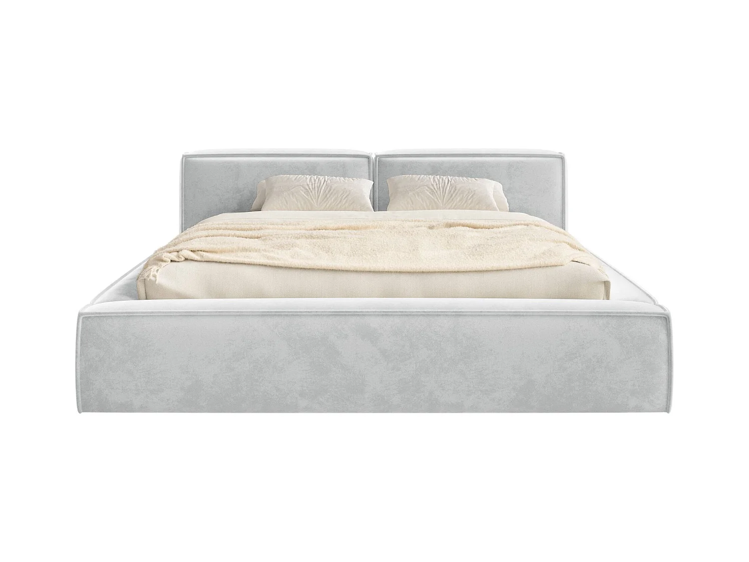 Polsterbett 180x200 mit Bettkasten – Lattenrost – Velours – hellgrau – TILVES SLIM