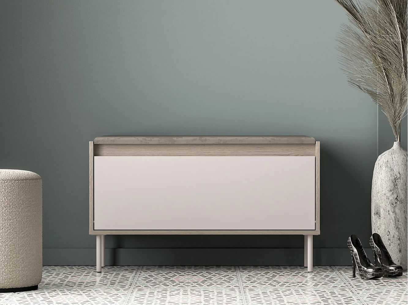 SITZBANK Voco Cashmere / Eiche Cremona Terrakotta 90 / 34 / 55cm