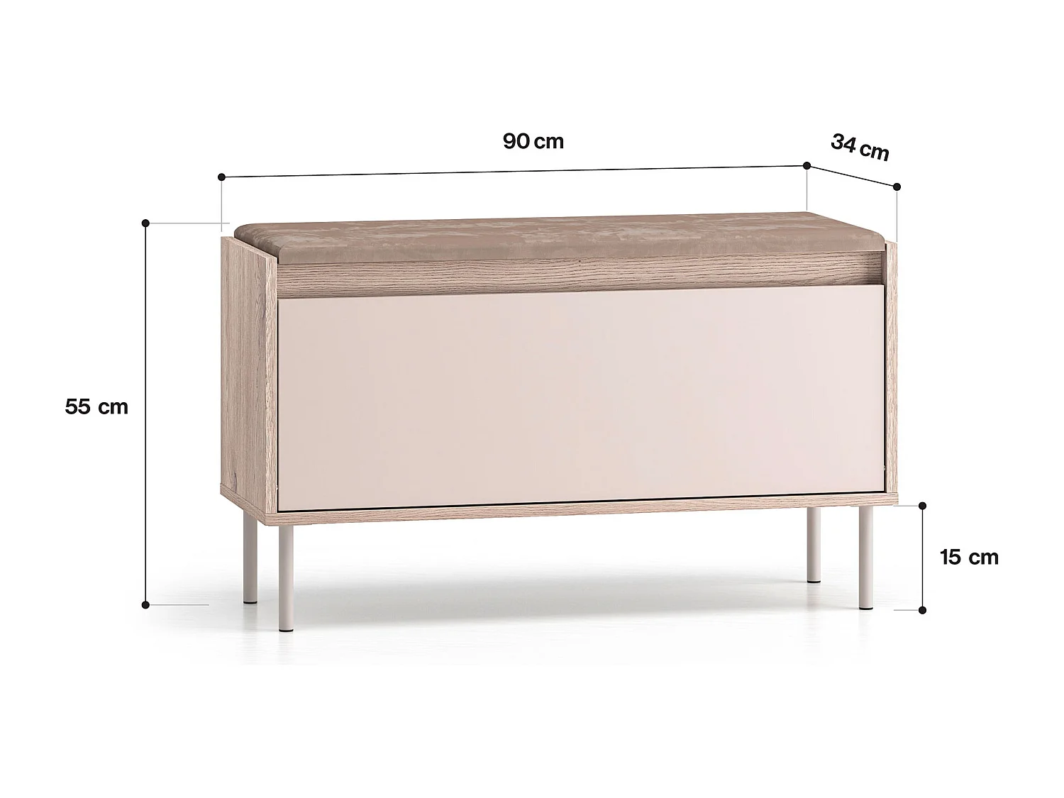 SITZBANK Voco Cashmere / Eiche Cremona Terrakotta 90 / 34 / 55cm
