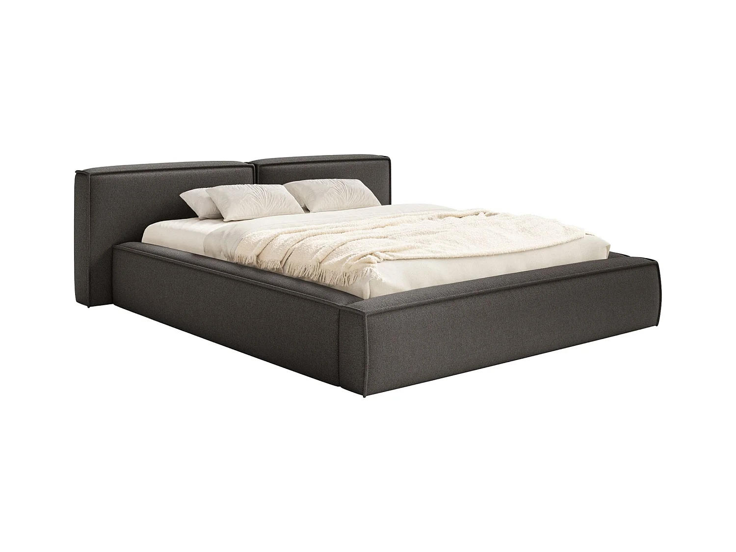 Polsterbett 200x200 mit Bettkasten – Lattenrost – Chenille – grafit – TILVES LOW