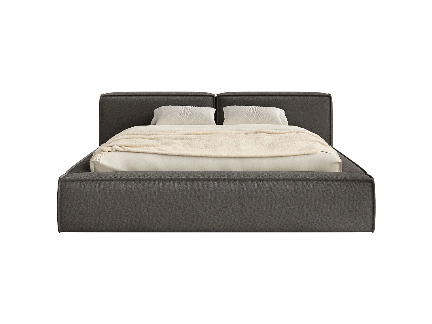 Opbergbed 200x200 cm – met lattenbodem – chenille – grafietgrijs – TILVES LOW