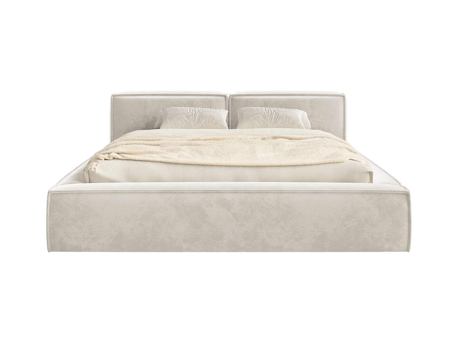 Polsterbett 140x200 mit Bettkasten – Lattenrost – Velours – graubeige – TILVES SLIM